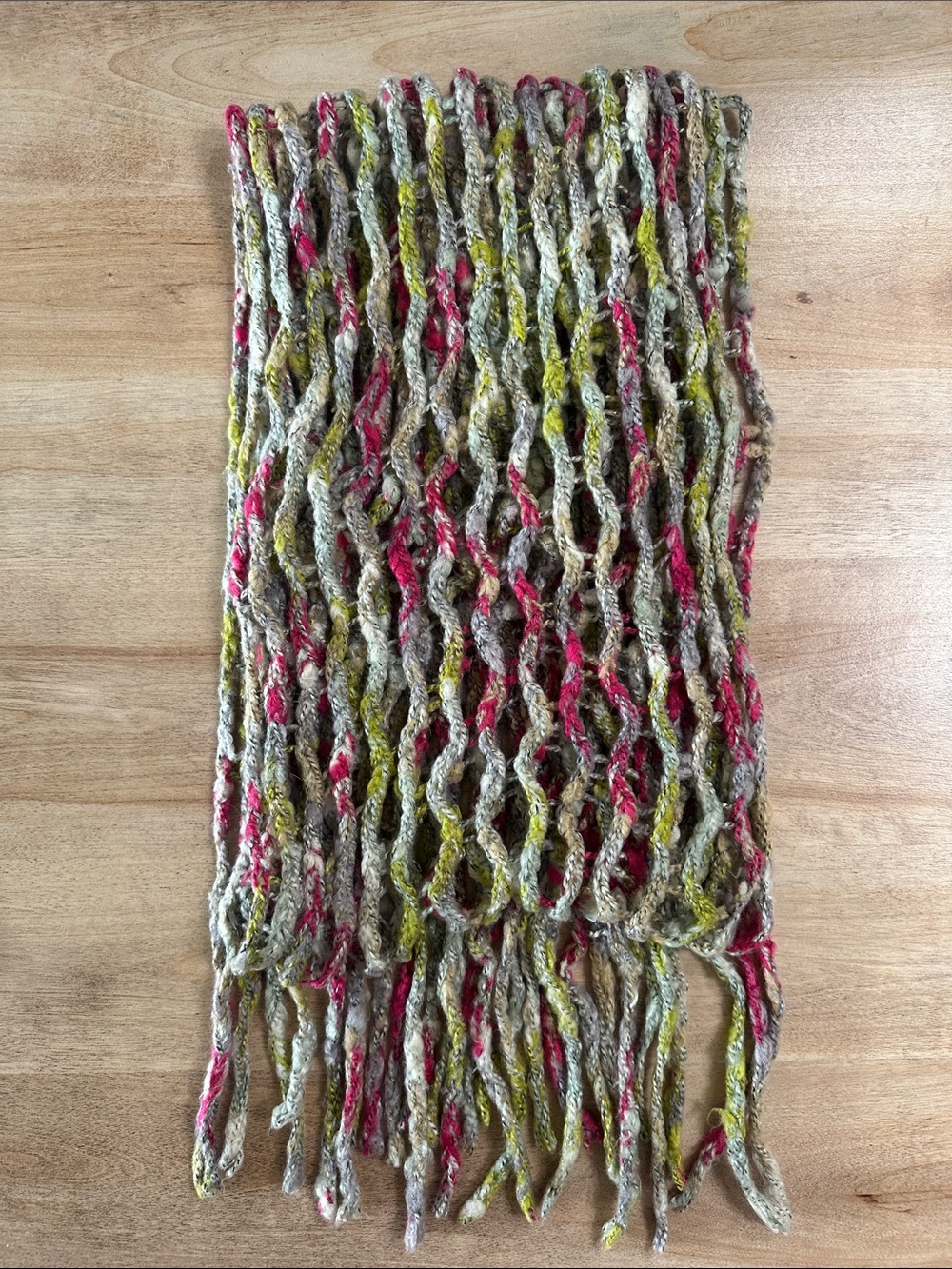 Staring at Stars Chunky Open Knit Fringe Scarf Boho OS